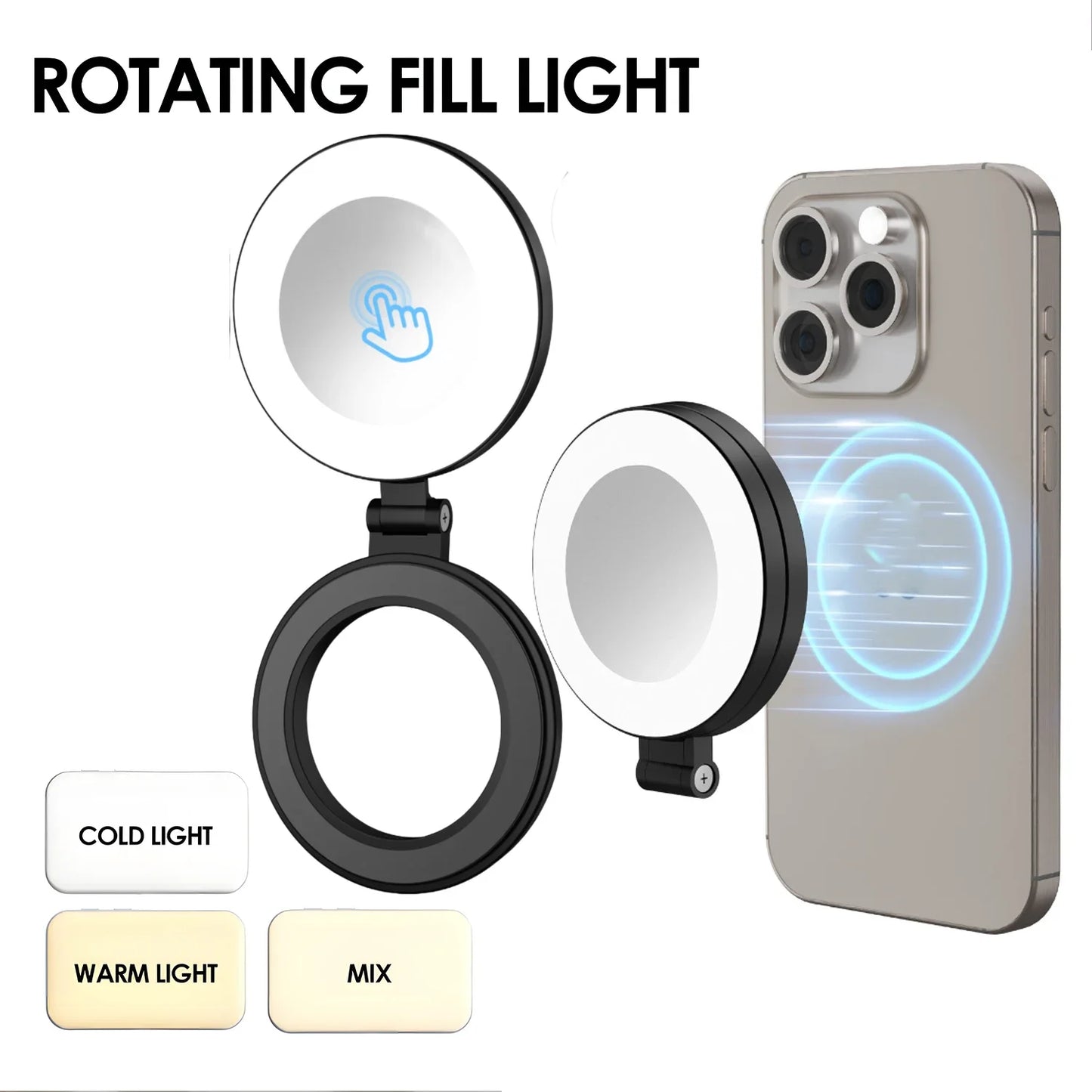 The Secret to Perfect Selfies β Foldable Magnetic Light with LED & Mirror.
