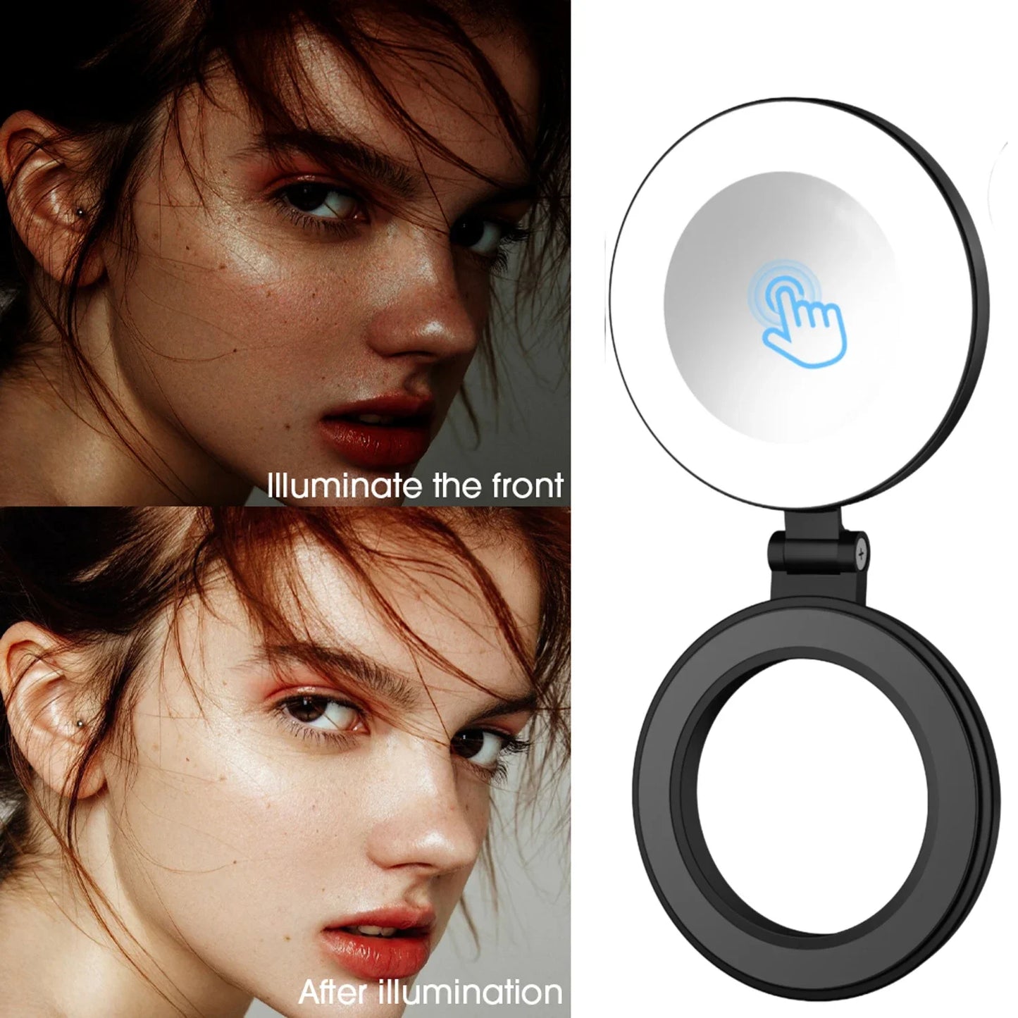 The Secret to Perfect Selfies β Foldable Magnetic Light with LED & Mirror.