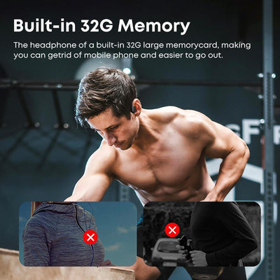 IPX8 Waterproof Headphones, Swimming-specific Bluetooth Headphones, Sports Wireless Earbuds With 32G TF Card, Stereo Bone Conduction Headphones