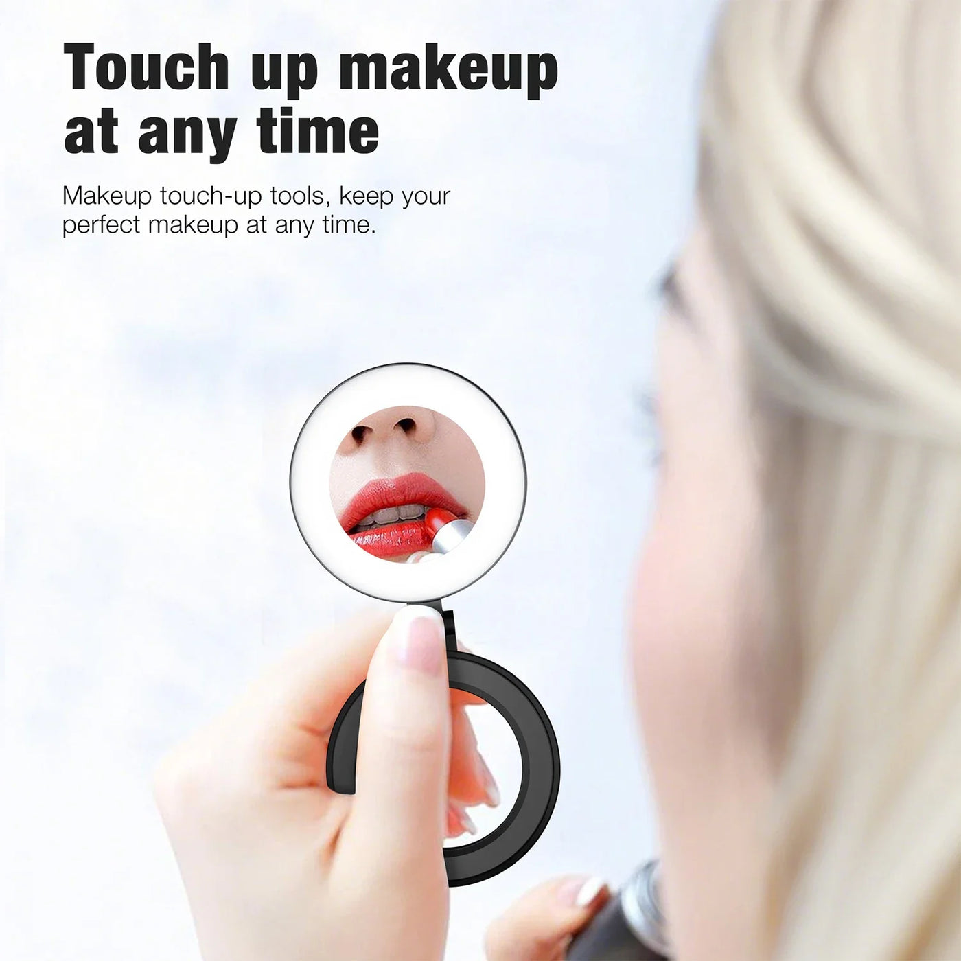 The Secret to Perfect Selfies — Foldable Magnetic Light with LED & Mirror.