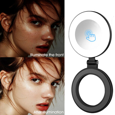 The Secret to Perfect Selfies — Foldable Magnetic Light with LED & Mirror.