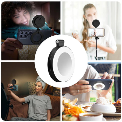 The Secret to Perfect Selfies — Foldable Magnetic Light with LED & Mirror.